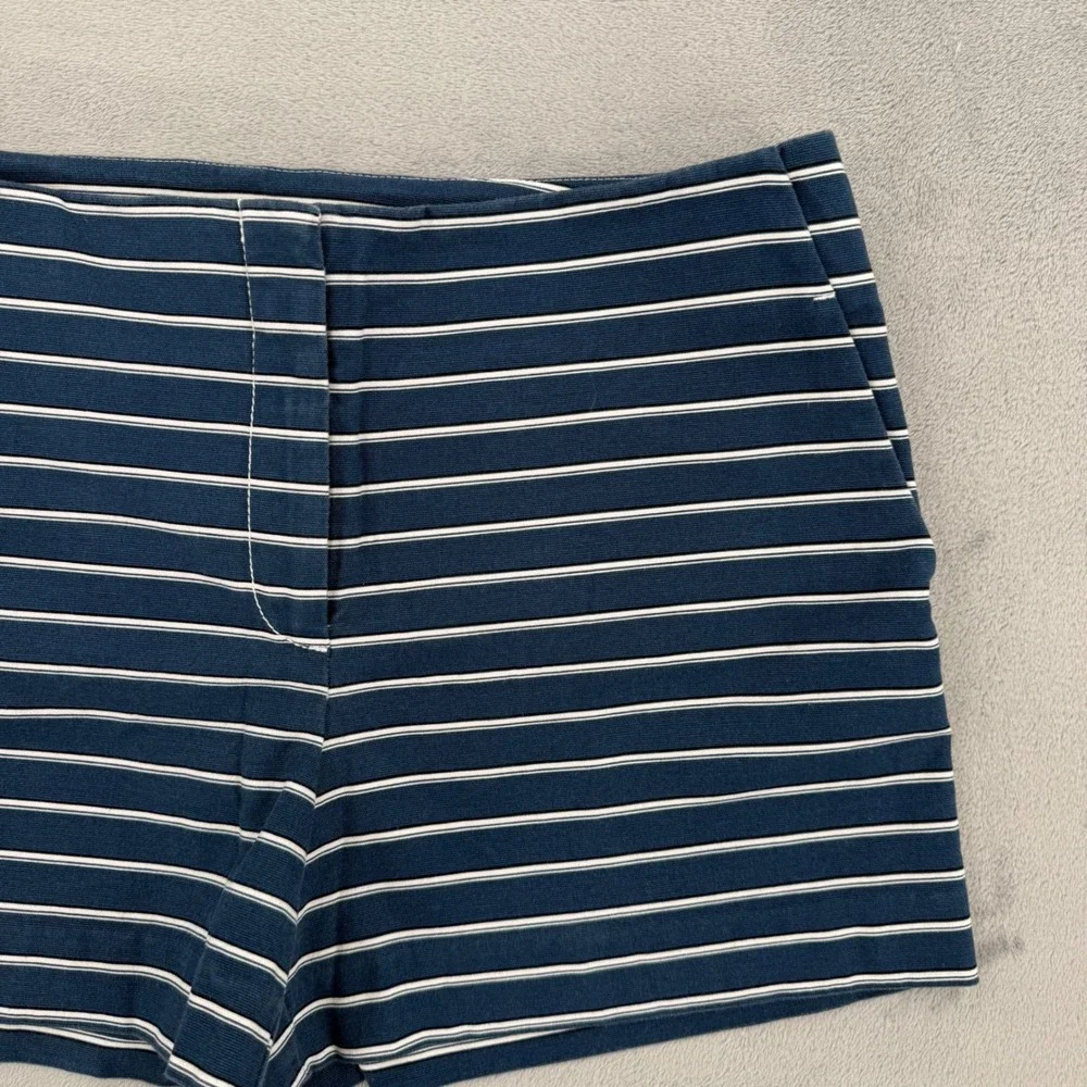 LOFT Womens Navy Blue White Striped Cotton Blend Shorts Nautical Size 8‎